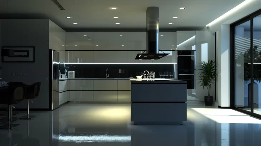 Modern kitchen with island and sleek design